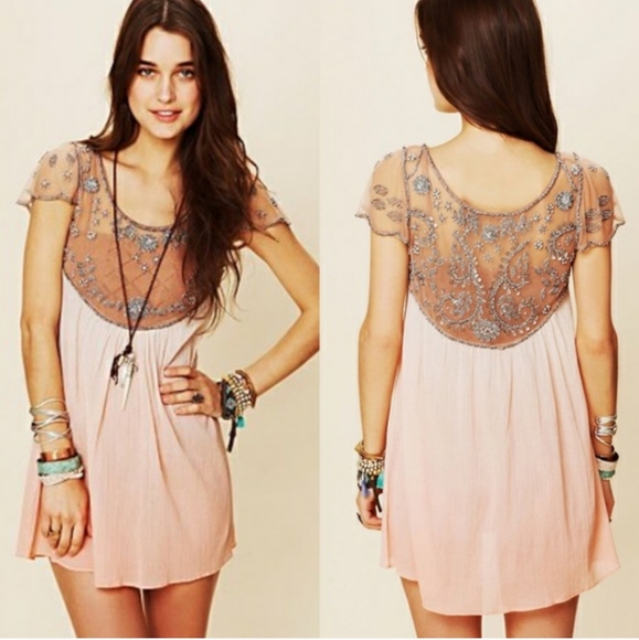 Free People Tops - Free People Embellished Palms Tunic (rare)